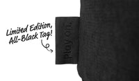 Close-up of the iconic Nugget tag dyed a special edition all-black.