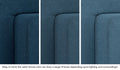 Close-up of a Smore frame in Buckaroo dark-wash denim across three lighting situations. One color can present as a range of tones depending on the room.