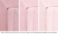 Close-up of a Smore frame in Heartthrob blush pink across three lighting situations. One color can present as a range of tones depending on the room.