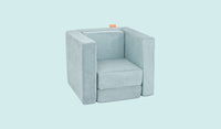 A Surfside light gray-blue Smore play chair set up in a kids' chair configuration.