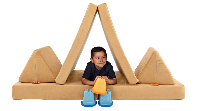 A child plays inside a one-Nugget fort build, ready for imaginative play.