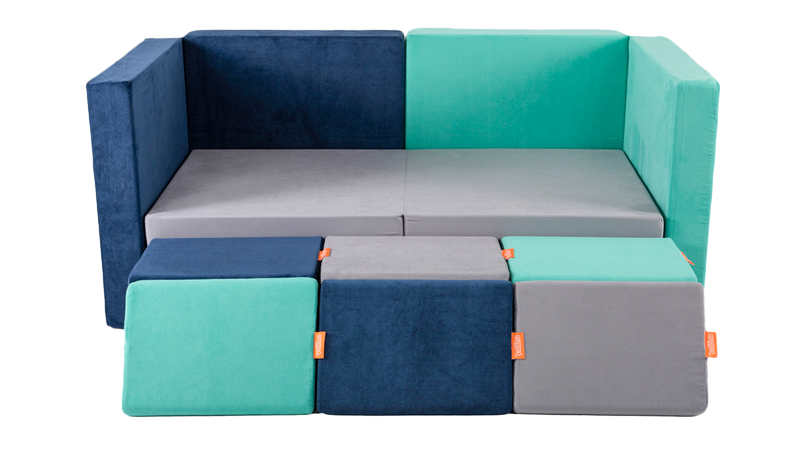 Three Nugget play couches form amphitheater seating, ready for cozy time.