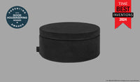 A Catwalk all-black Chunk play ottoman set up in an ottoman configuration.