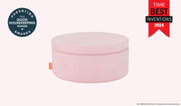 A Heartthrob blush pink Chunk play ottoman set up in an ottoman configuration.