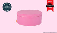 A Lolly candy pink Chunk play ottoman set up in an ottoman configuration.