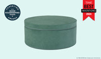 A Seamonster sea green Chunk play ottoman set up in an ottoman configuration.