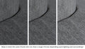 Close-up of a Chunk puck in Harbor charcoal gray across three lighting situations. One color can present as a range of tones depending on the room.