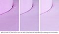 Close-up of a Chunk puck in Moonshot lilac purple across three lighting situations. One color can present as a range of tones depending on the room.