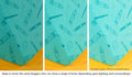 Close-up of a Nugget pillow in our Crayola print across three lighting situations. One color can present as a range of tones depending on the room.