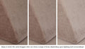 Close-up of a Nugget pillow in Kodiak earthy taupe across three lighting situations. One color can present as a range of tones depending on the room.
