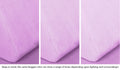 Close-up of a Nugget pillow in Moonshot lilac purple across three lighting situations. One color can present as a range of tones depending on the room.