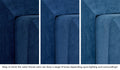 Close-up of a Smore frame in Blueridge navy blue across three lighting situations. One color can present as a range of tones depending on the room.