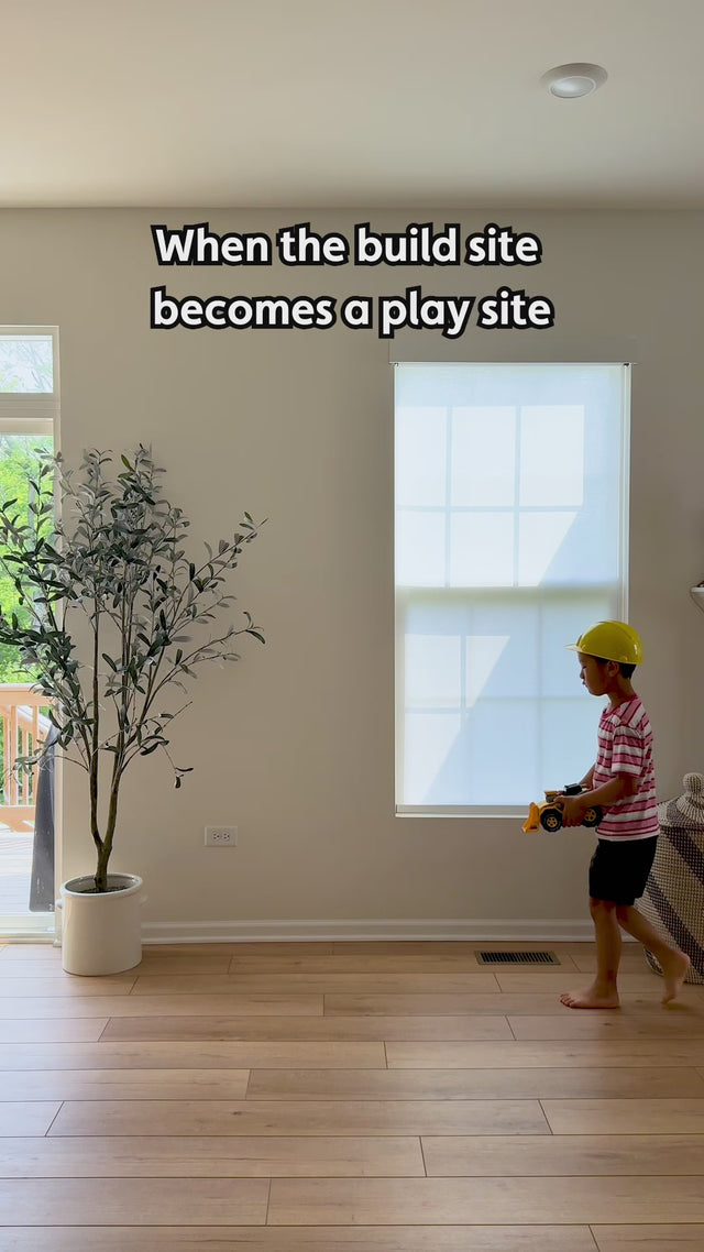 Video shows a child holding a toy construction truck, and then using a Nugget and Chunk to build a giant one to play with.