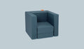 A Buckaroo dark-wash denim Smore play chair set up in a kids' chair configuration.