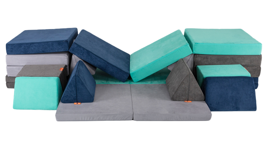 A colorful four-Nugget build forms a super stage for an arena show at home in the living room.