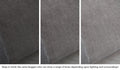 Close-up of a Nugget pillow in Harbor charcoal gray across three lighting situations. One color can present as a range of tones depending on the room.